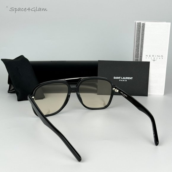Saint Laurent Men Sunglasses Black Light Yellow Pilot SL545 001 BRAND NEW - Picture 8 of 14